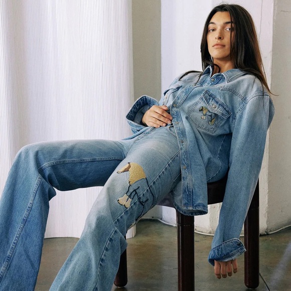 NWT Free People Understated Leather Horsey Denim Shirt. Size Medium - Picture 7 of 11